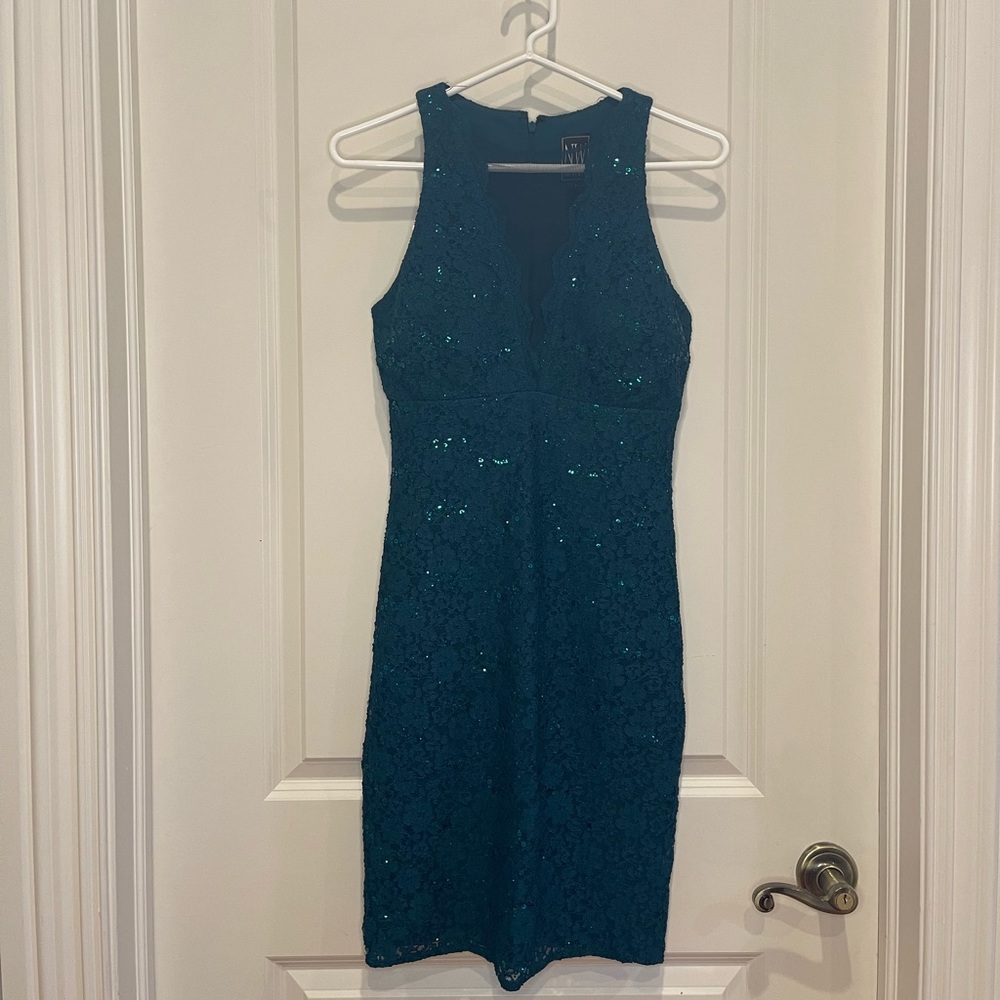 forest green dress with lace